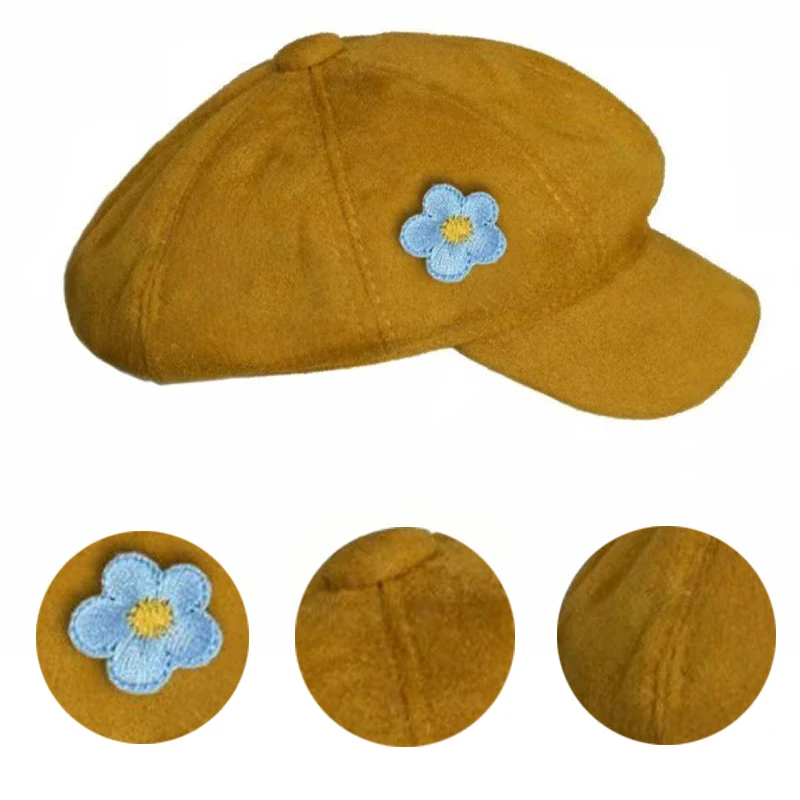 Anime Kpop Demon Hunters Saja Boys Baby Cosplay Cap Yellow Small Blue Flower Unisex Beret Solid Color Headwear Party Accessories