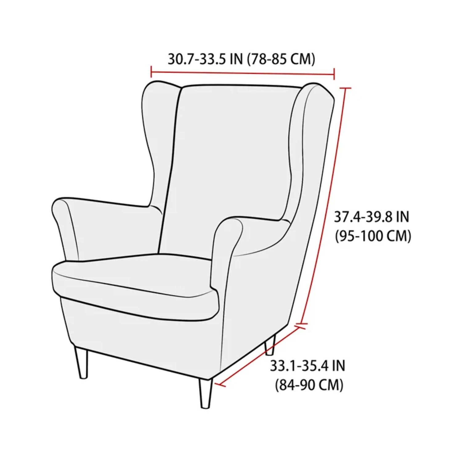 Luxurious, elegant and stylish wing chair slipcover for a chic and opulent appearance - Soft and comfortable polar fleece sofa c