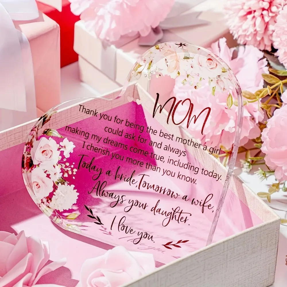 CIFBUY Acrylic Mother of Bride Sign 2D Flat Design Wedding Table Decor Personalized Name Date Gift for Wedding Party Reception