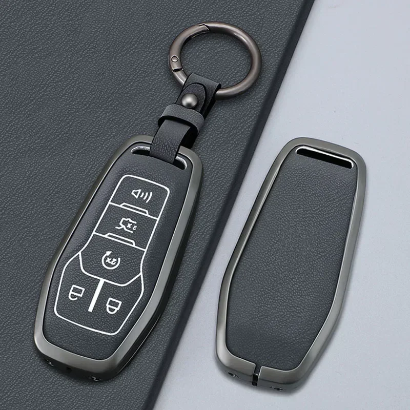 

4 5 Buttons Alloy Car Key Fob Case Cover Holder For Ford Fusion Explorer Mustang Edge F-150 Mondeo For Lincoln MKZ MKC MKX