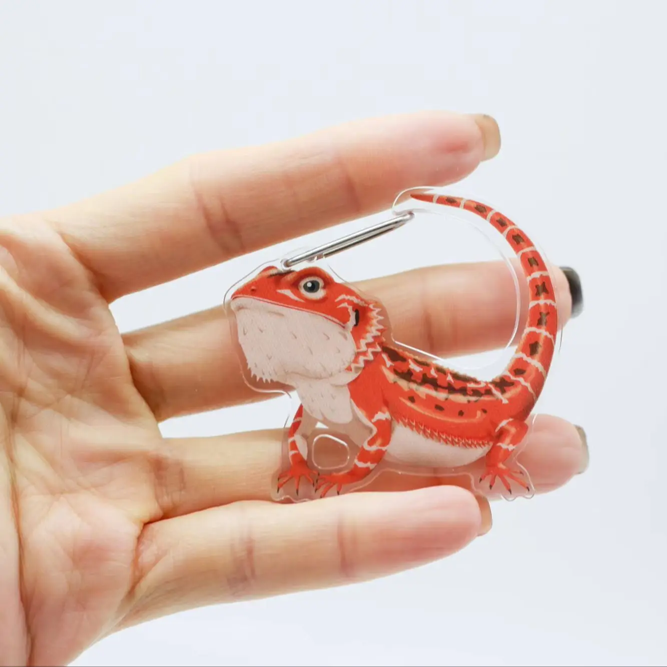 Lizard Gecko Carabiner Capsule Toy Keychain Bearded Dragon Komodo Dragon Key Charm Cute Reptile Designs Key Ring for Backpacks view 2
