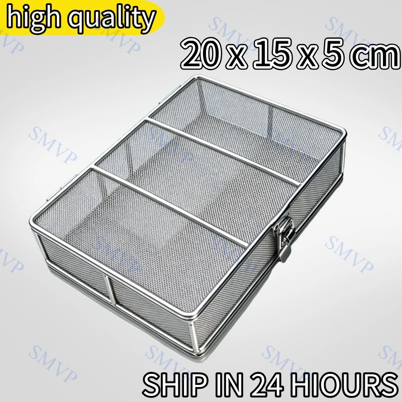 High quality Dental Sterilization Net Sterilizing Basket with Lid Stainless Steel Surgical Instrument Autoclave Disinfection Box view 5