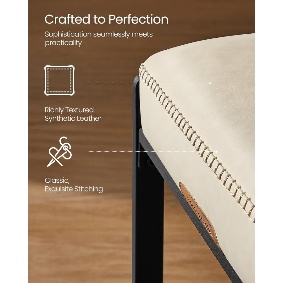 مجموعة من مقعدين بارتفاعين مع جلد صناعي وخياطة بتصميم عصري من منتصف القرن بطول 26 بوصة #4