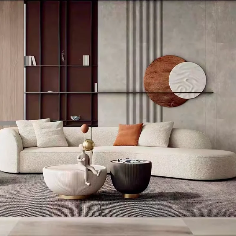 

Modern living room fabric art combination curved design combination furniture large L-shaped sofa