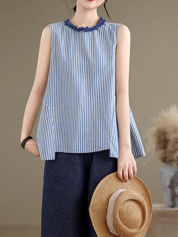 

Женская летняя рубашка из чистого хлопка в полоску, свободного кроя, для повседневной носки, розовая, маленького размера