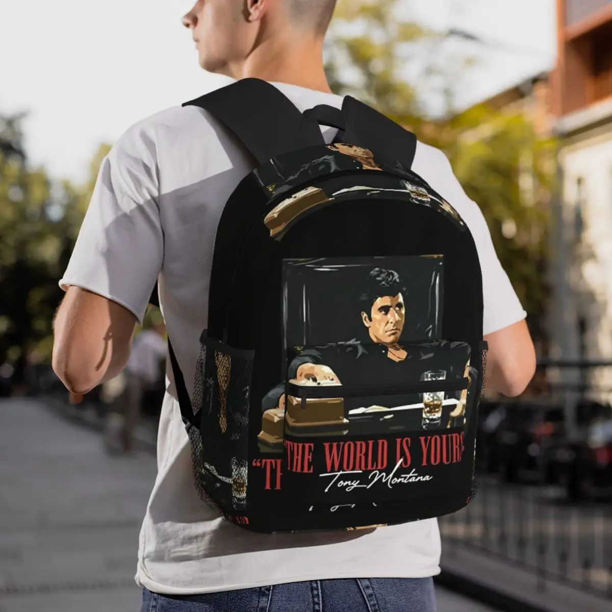 Movie Scarface The World Is Yours Tony Montana Pacino Backpack Daypack Large Capacity Children BookBag School Bag Shoulder Bags