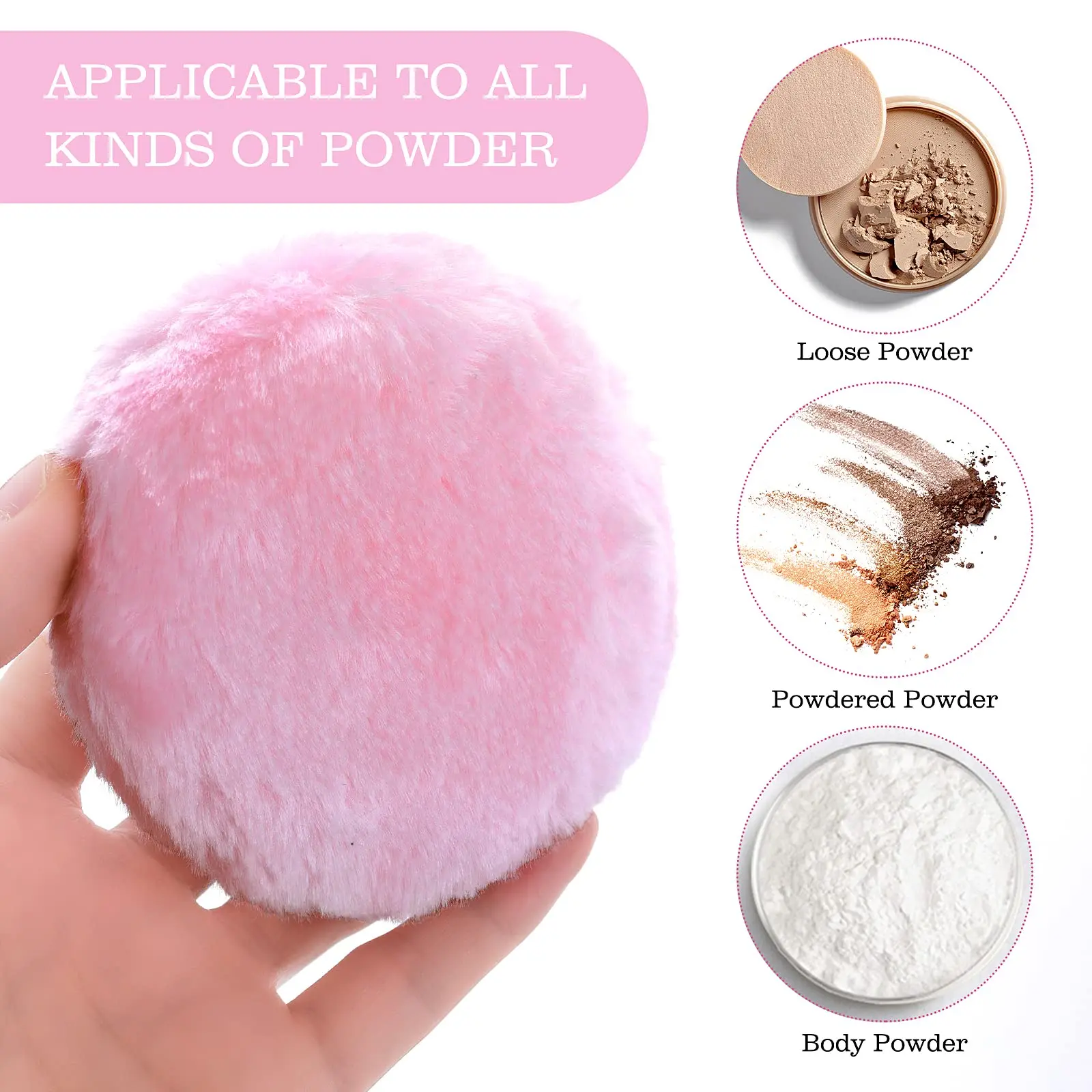 Bow-shaped Round Plush Makeup Puffs Ultra Soft Large Fluffy Powder Puff Washable Reusable Face Body Powder Puff Cosmetics Tools