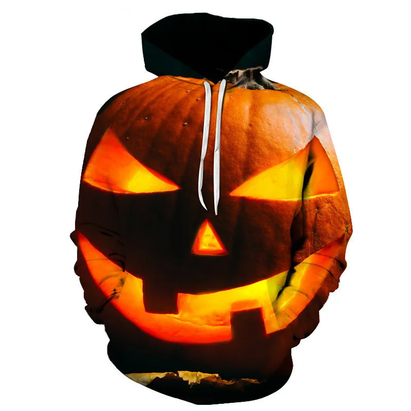 

Halloween Pumpkin Head Printed Long sleeved Hoodie Fashion Casual Sports Shirt Pull Rope Loose Oversizer Men's and Women's Top
