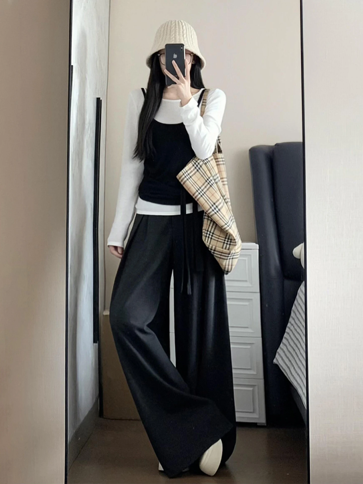 韓国 Sle Lazy Long Sve T-irt 女性初秋 2026 新デザインカジュアルレジャーフェイクツーピーストップレディースファイオン