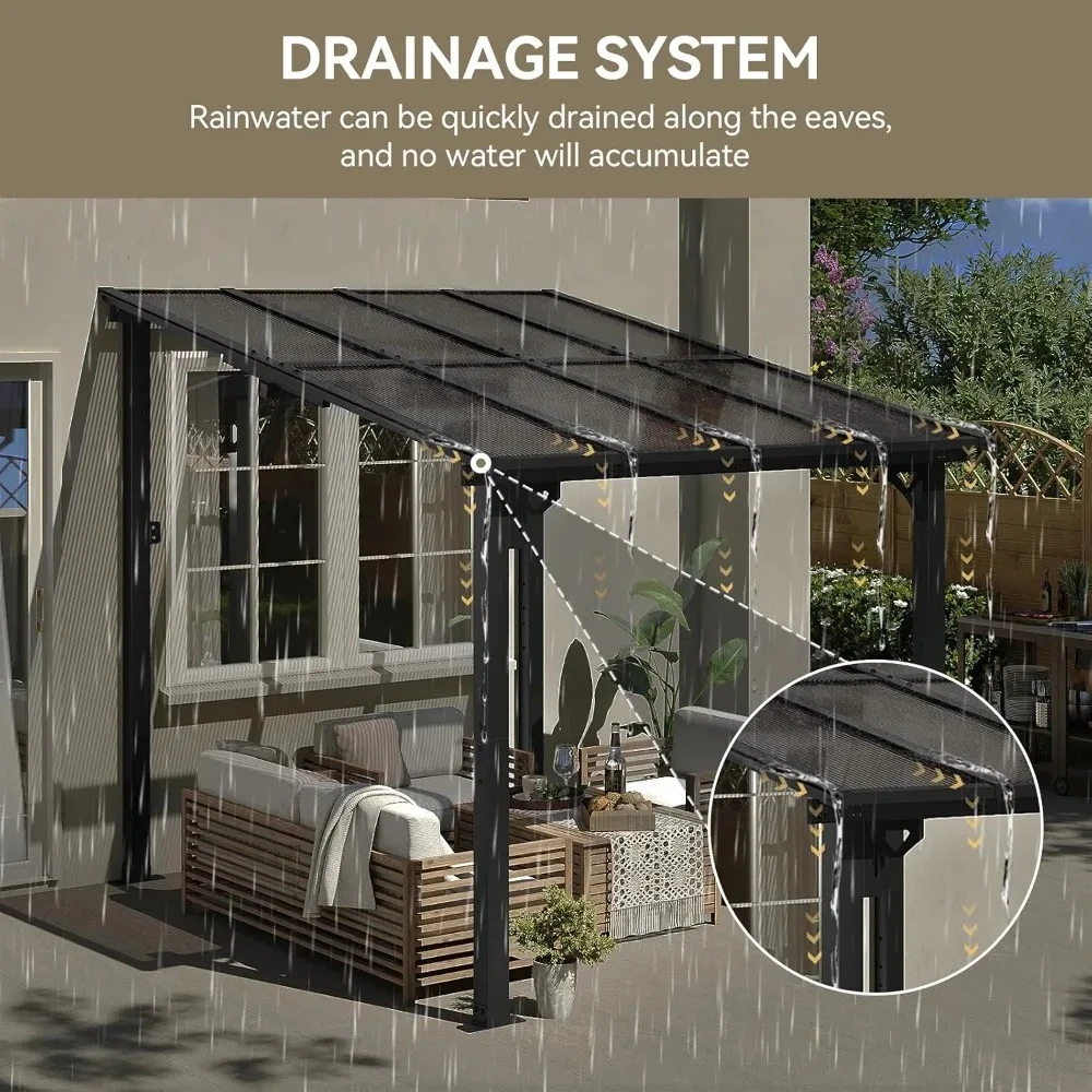 Custom Made Heavy Duty Wall-Mounted Gazebo Large Outdoor Terrace Awning with Aluminum Frame for Patio & Garden Outdoor Carport