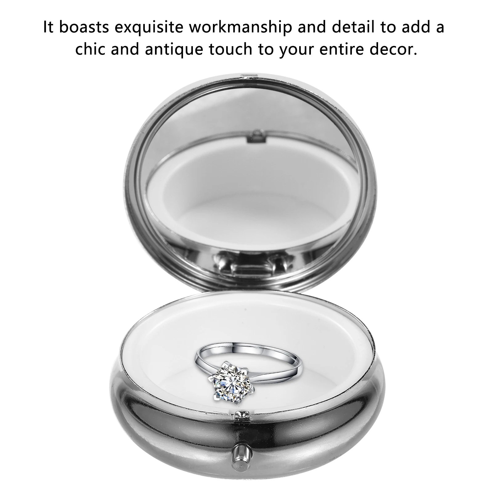 

1pc Vintage Rosary Religious Jewelry Organizer Retro Ring Storage Wedding Anniversary Gift Zinc Alloy Trinket Container Earrings