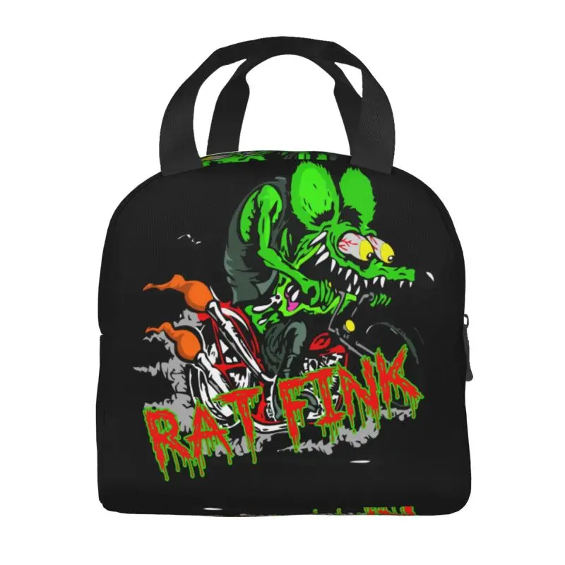 Cartoon Monster Rat Fink Insulated Lunch Bags for Outdoor Picnic Waterproof Cooler Thermal Lunch Box Women Children