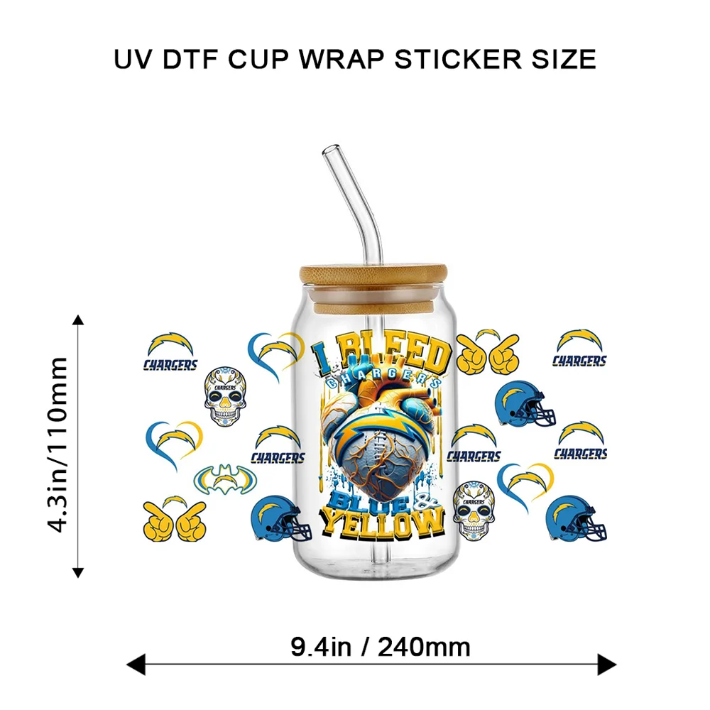 Sports Rugby Enthusiast 3D Cup Wrap Transfer Stickers 16os Glass Beer Can Scratch Resistant Waterproof Tumbler Decal for Gift