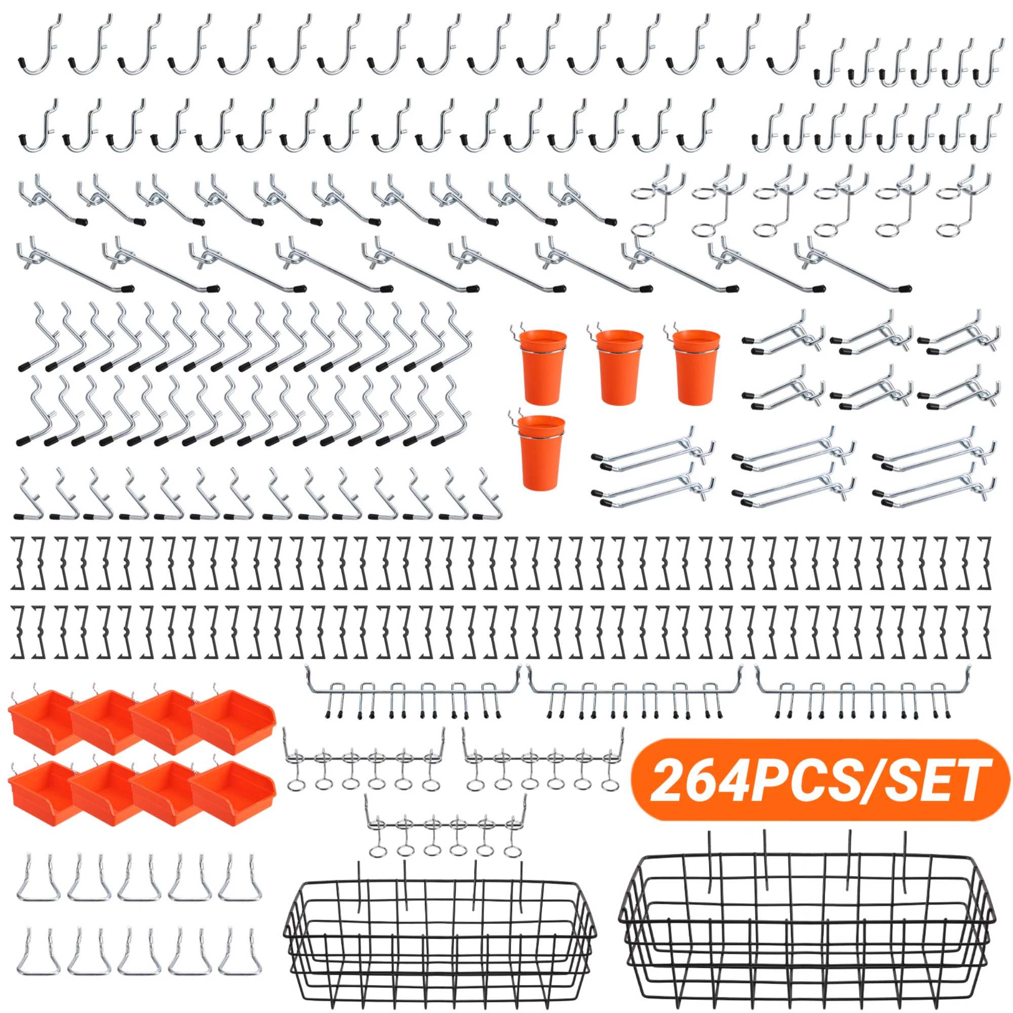 

264 шт./компл., набор крючков для доски для 1/4 дюйма, настенный органайзер для перфорированной доски с контейнерами, чашки, корзины, органайзер для перфорированной доски от Enjoywood