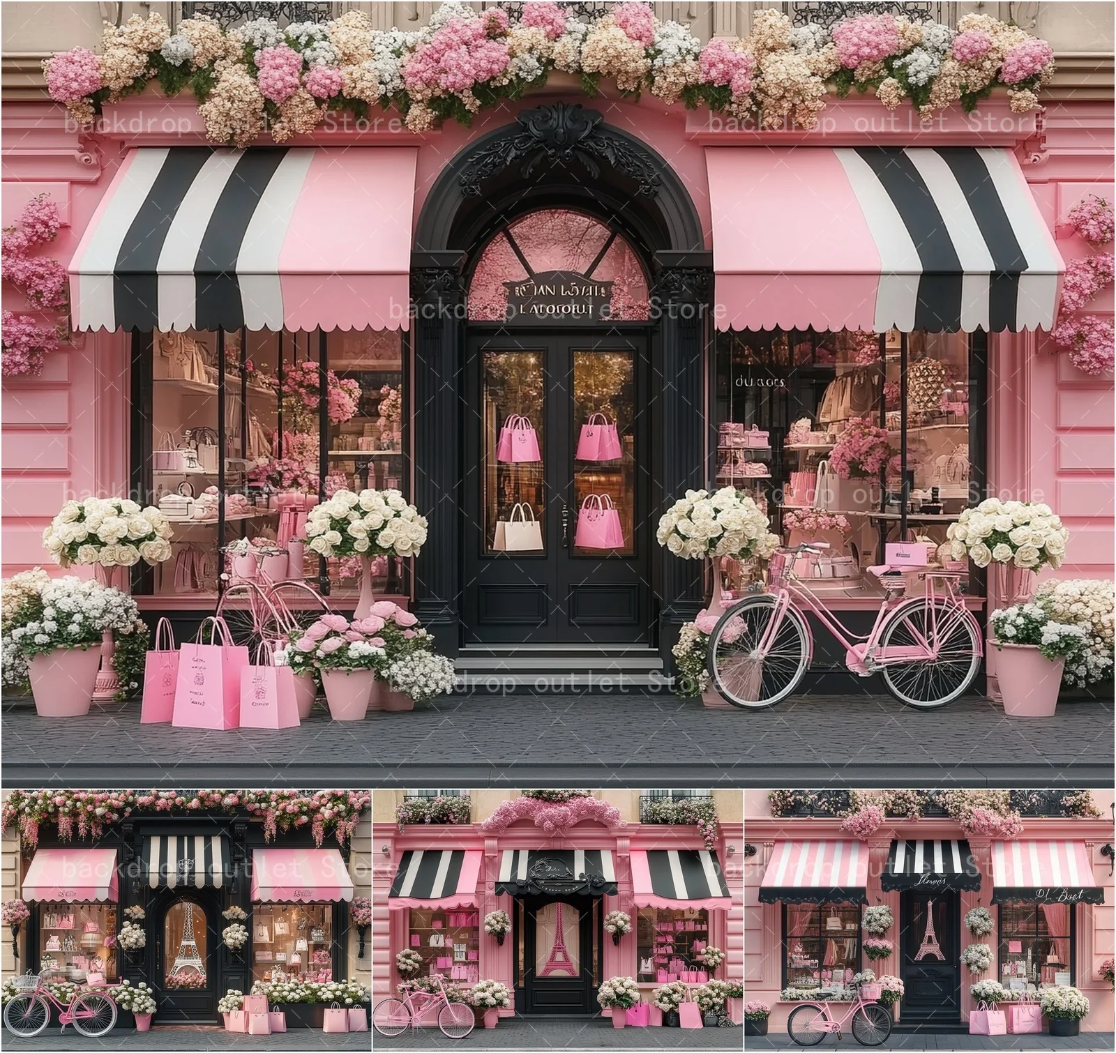 

Mehofond Paris Shop Photography‌ Background Parisian Style Spring Flower Kids Adult Birthday Party Decorations Backdrop