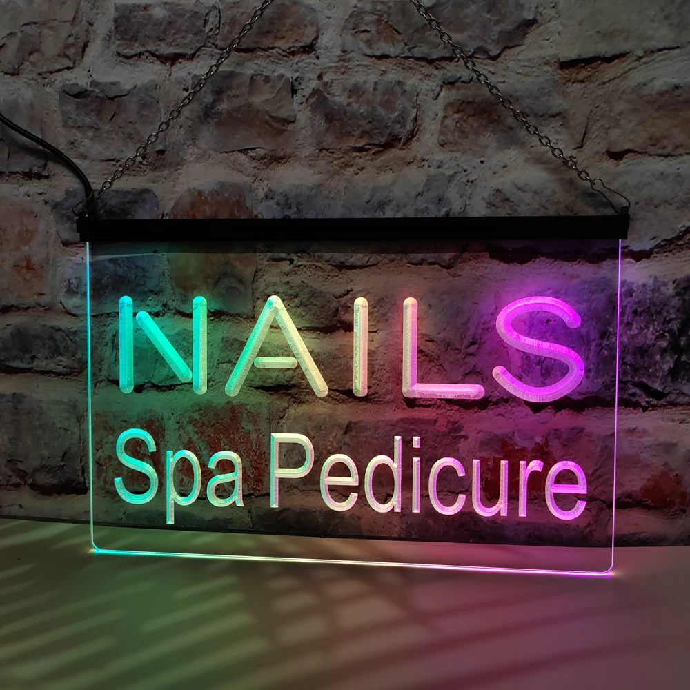 Nails Spa Pediküre Schönheitssalon – LED-Neonschild mit farbenfrohem fließendem Effekt, perfekt für Heimdekoration und Partys erstellen