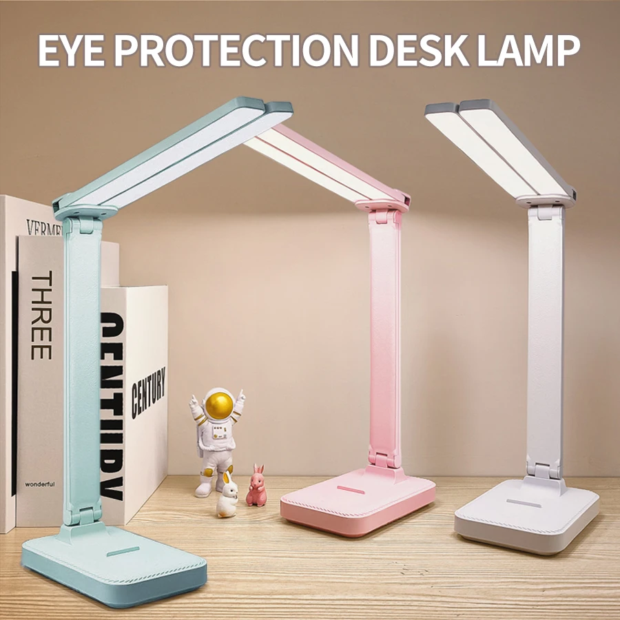 LED Desk Lamp 3 Levels Dimmable Touch Night Light USB Rechargeable Eye Protection Foldable Bedside Lamp Reading Table Lamp