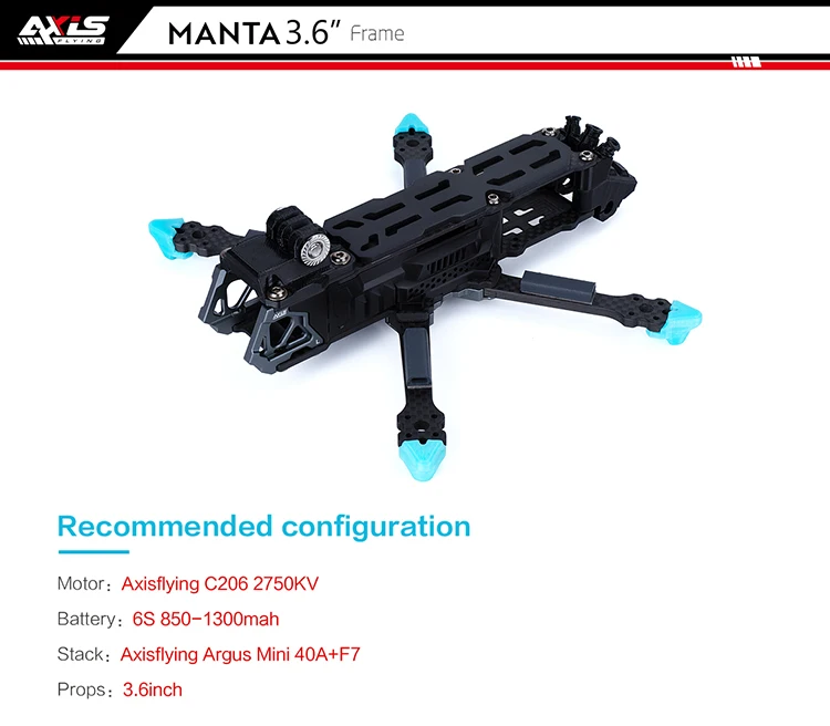 

Axisflying MANTA3.6 Inch /MANTA 5inch DC /MANTA 6 inch DC Drone Frame KIT для O3 FPV квадрокоптера самолета