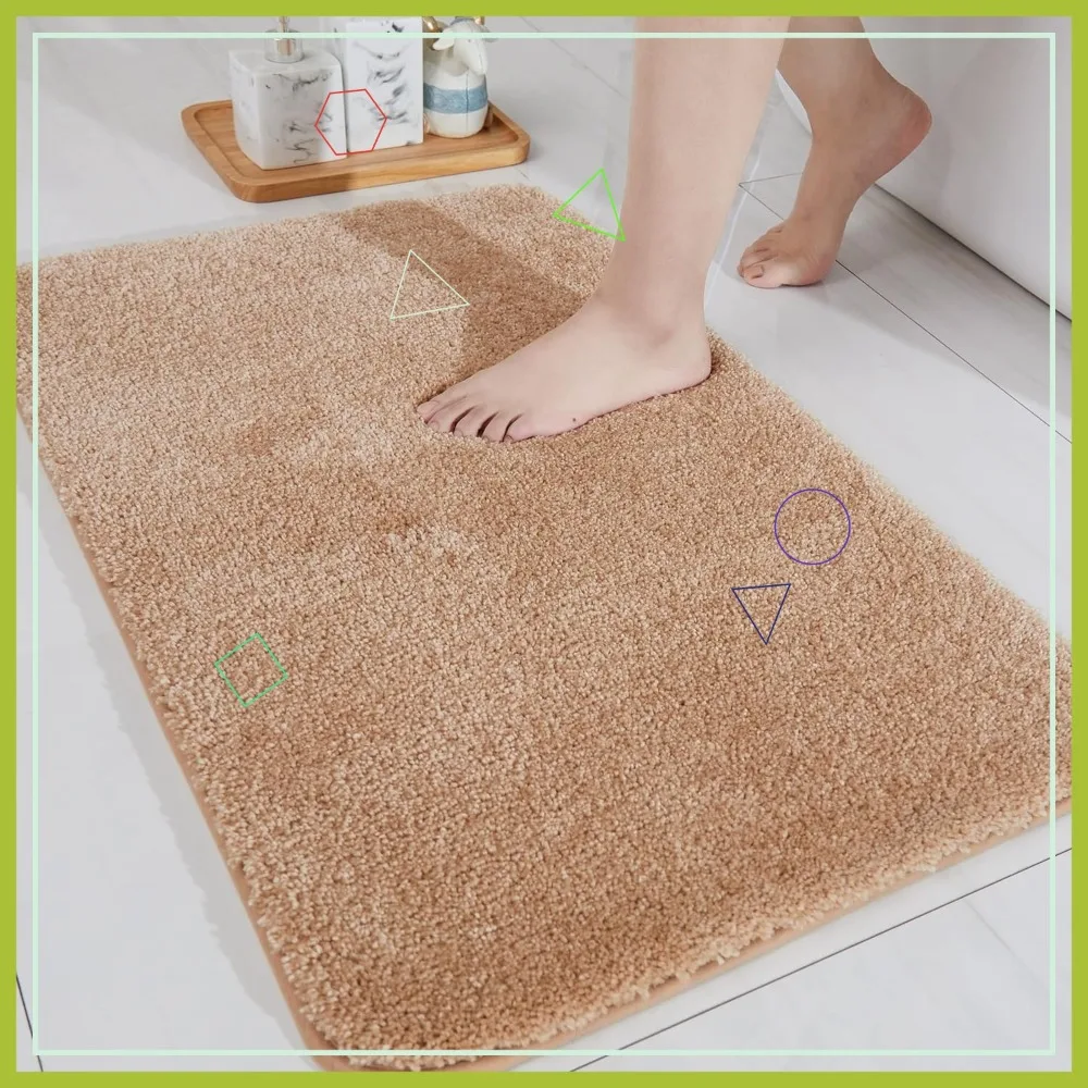 

Extra Thick Anti-Slip Bath Mat - Soft Plush Water Absorbent Microfiber Rug for Bathroom Bedroom Living Room Floor