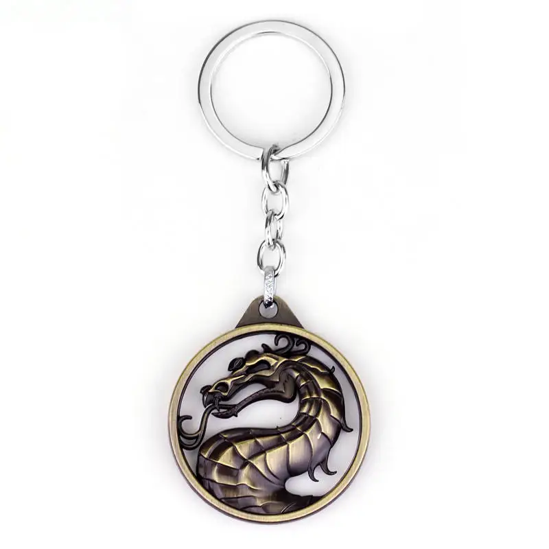 Game Mortal Kombat Keychain Pendant Metal Dragon Logo Keyring Cosplay Props Fans Gift For Men Women Backpack Jewelry Accessories