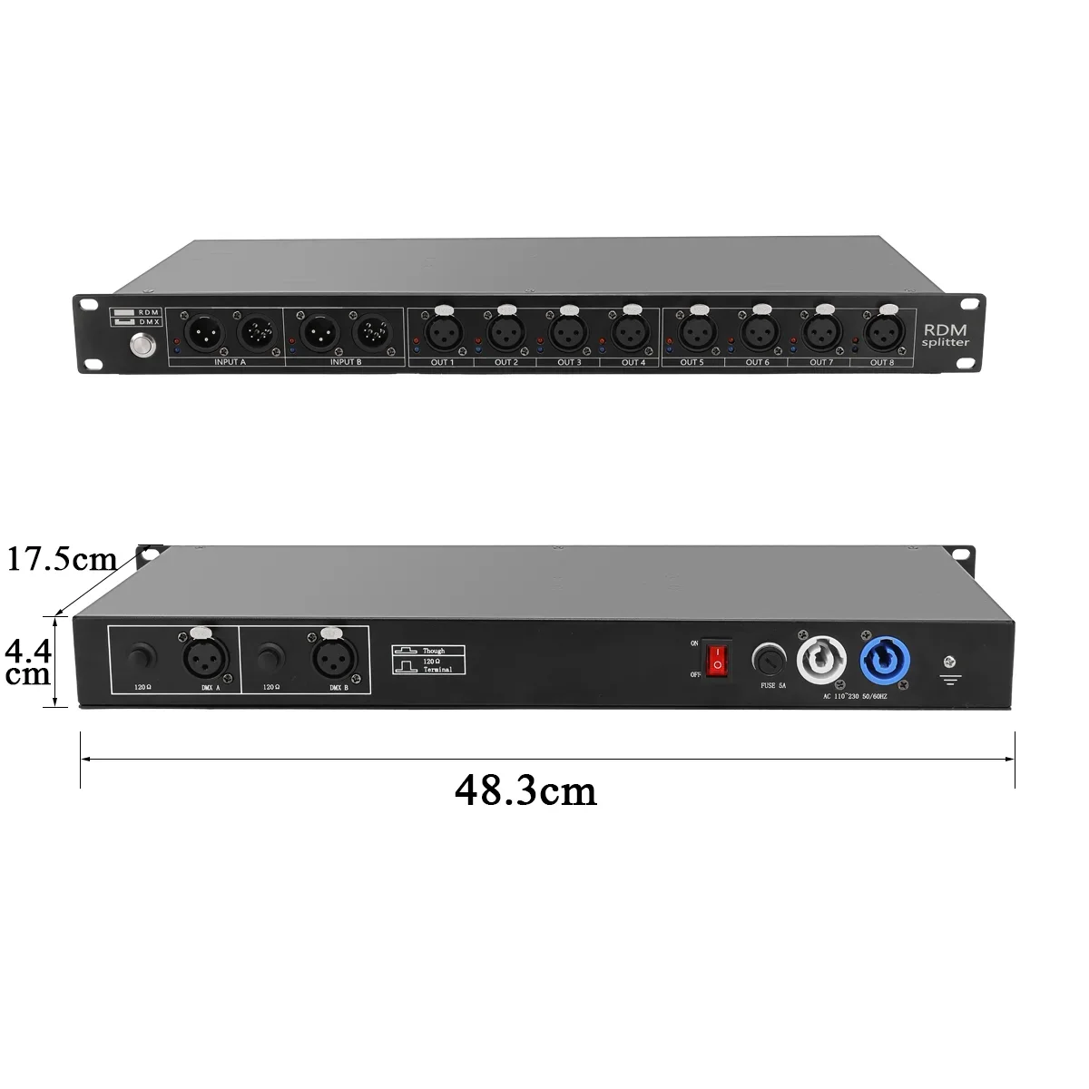 Répartiteur DMX 8 voies, contrôleur de sortie multi-extension 8x512 canaux avec éclairage réseau Satge à 3 broches pour discothèque DJ Disco