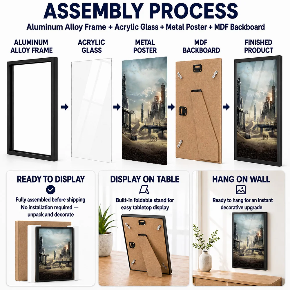 Maze Runner Dystopian Ruins Framed Metal Print Customized Photo Iconic Screen Style Wall Art For Game Room Ideal Birthday Gift