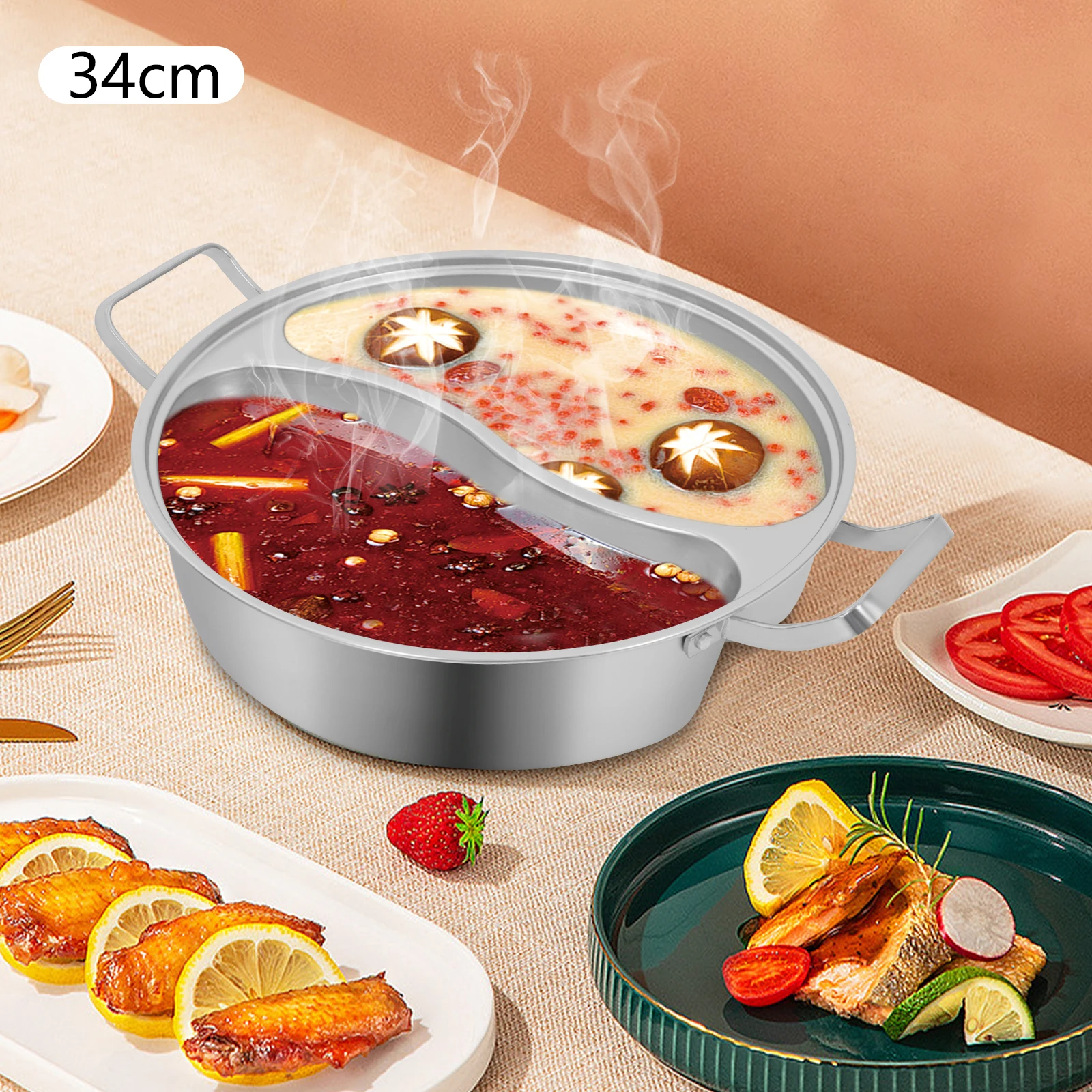 

Легкая горячая кастрюля с двойным вкусом 1,85 галлона, газовая варочная панель, индукционная варочная панель, электрическая керамическая варочная панель и электрический нагреватель для горячей кастрюли