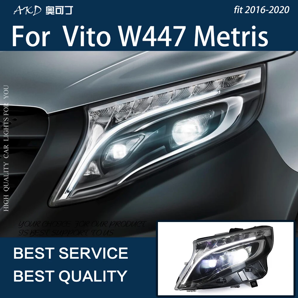 Luci per Auto per Vito 2016-2022 W447 Metris LED Auto Headlight Assembly Upgrade lampada dinamica ad alta configurazione accessori LHD RHD