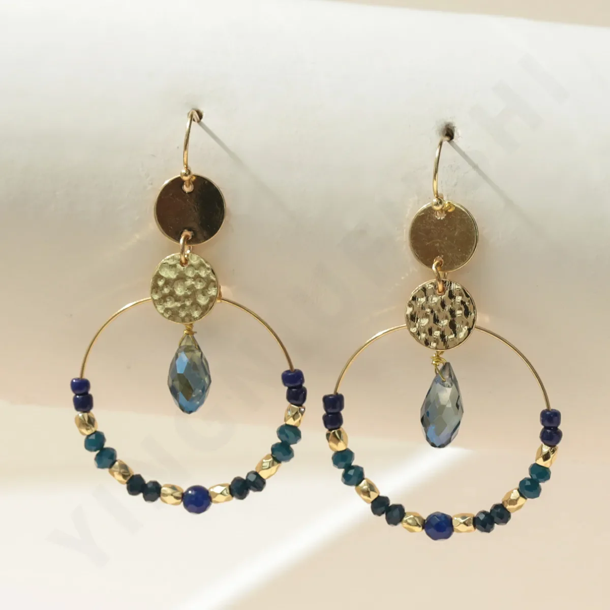 Rice bead earrings Vintage Circles Discs Simplicity  Trendy Hand-woven Bohemian Alloy Women Rice bead earrings