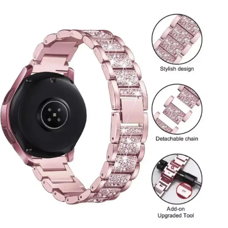 Cinturino in acciaio inossidabile lucido con diamanti da 22 mm 20 mm per Redmi Watch 5 Bracciale in metallo attivo/lite per Samsung Galaxy Watch 7654 40/44MM