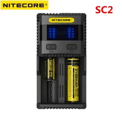 Ładowarka Nitecore SC2 inteligentna inteligentna ładowarka do akumulatora LCD USB 2.1A do LiFePO4 litowo-jonowych nimh NiCd 10340 10350 10440 AAA IMR