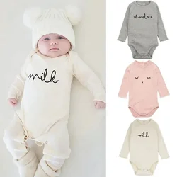 Cute Newborn Boy Girl Bodysuits Cotton Long Sleeve Letter Print Baby Romper Spring Autumn Infant Clothing