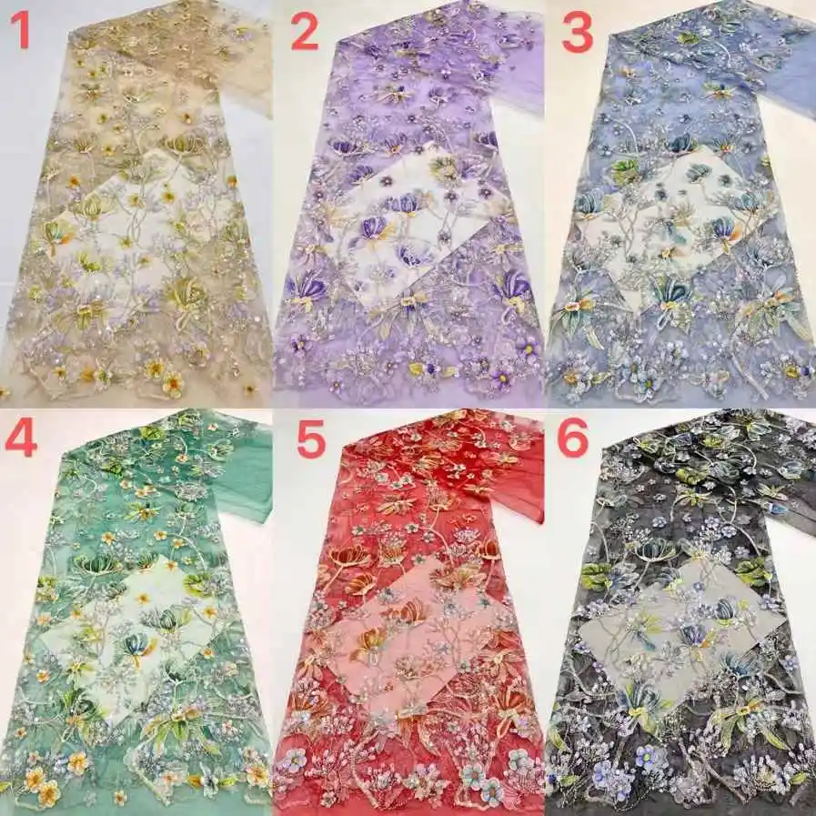 Kain Renda Payet Manik-manik Mewah Afrika untuk Pernikahan Nigeria, Pengantin Pria Bordir Tulle, Renda Berkualitas Tinggi