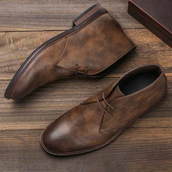 Size  7~12 Men Leather Boots  Desert Ankle boots  Fashion Comfortable  Brand Men's Shoes for Walk