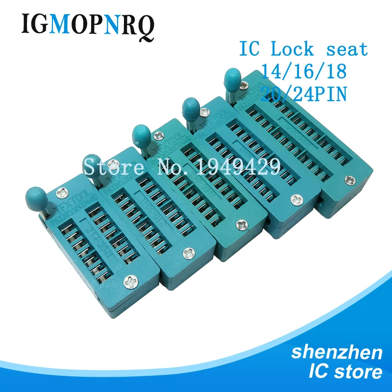 1pcs/lot 14 16 18 20 24 28 32 40 Pin 2.54MM Green DIP Universal ZIF IC Socket Test Solder Type IC lock seat zif socket