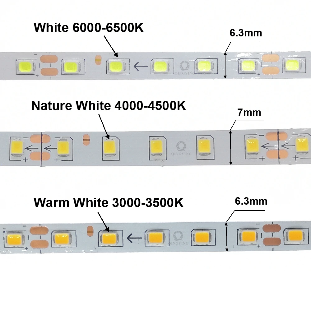 3 metri 2835 nastro LED 5 b10c 100D/m 6.3mm 7mm striscia LED bianco/caldo/neutro nastro flessibile bianco per lampadari a pannello