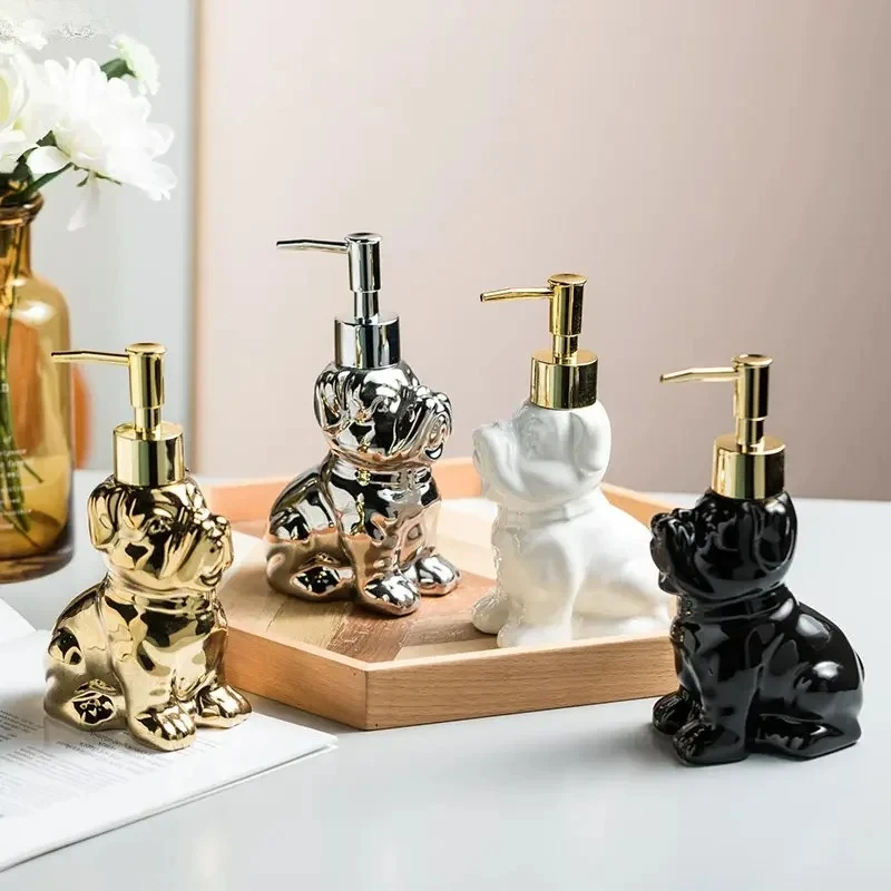 

Ceramic Soap Dispenser Dog Shape Portable Hand Sanitizer Lotion Bottle Home Bathroom Shampoo Shower Gel Bottles Home Accessories