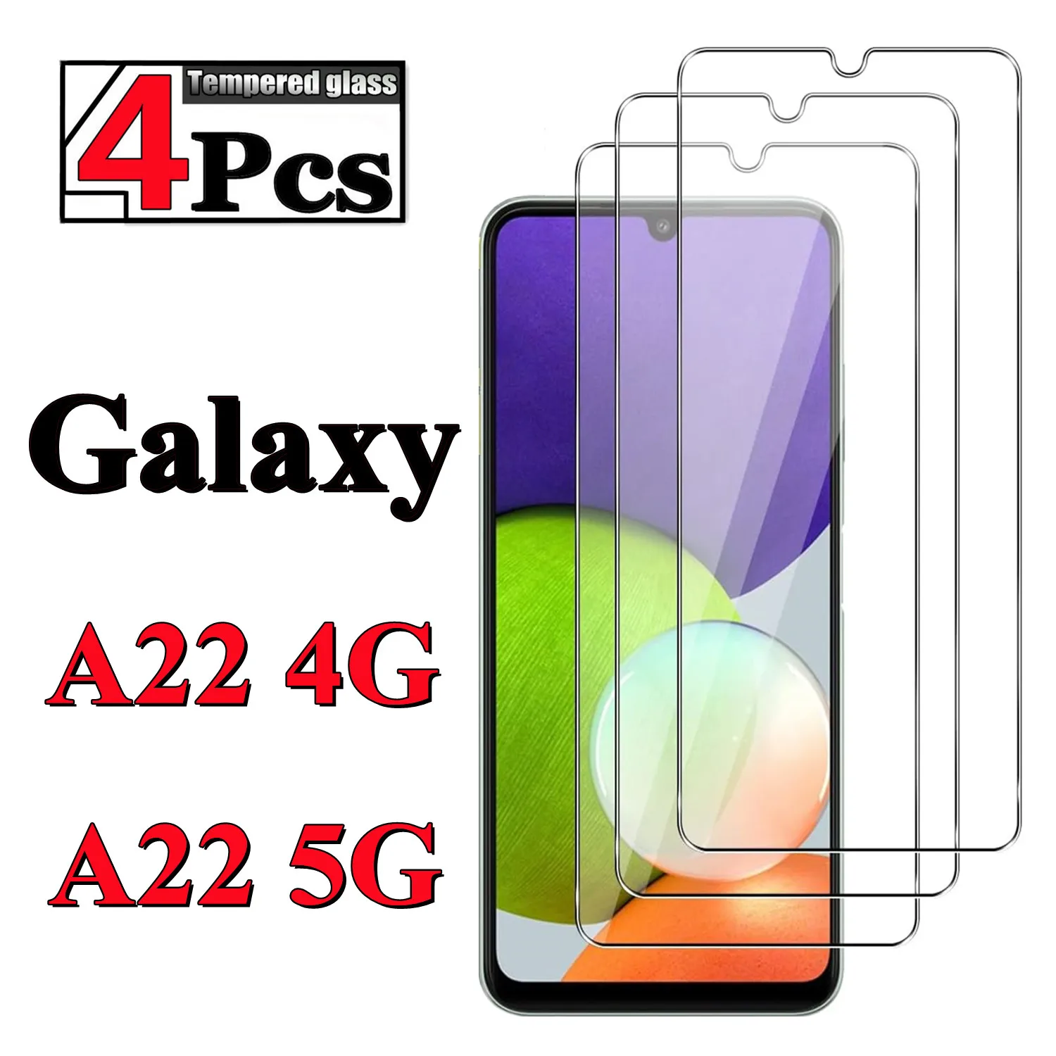 

1/4 piece for Samsung Galaxy A22 4G-5G tempered glass high-definition anti drop function intelligent screen protector glass film