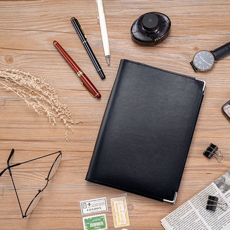 A5 Loose-leaf Leather Cover with 6 Hole Ring Binder Personalized Notebook Free Name Engraving Journal Book Cover Stationery Gift