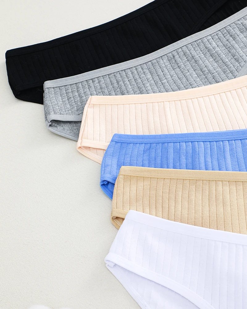 FIENTOO 6PCS/Set Panties Cotton Women Underwear Sexy Underpants Comfort Girls Briefs for Female Stripe Cotton Intimates Lingerie