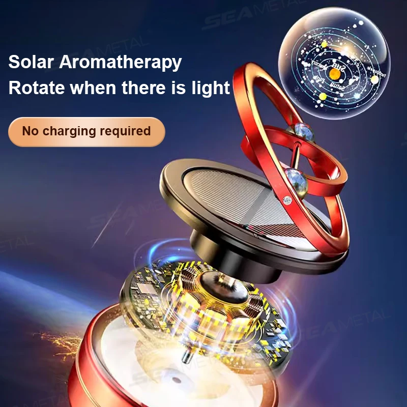 معطر هواء للسيارة يعمل بالطاقة الشمسية ، عطر لوحة القيادة ، الدوران التلقائي ، كواكب المجرة ، موزع الزيوت العطرية ، زخارف السيارات #4