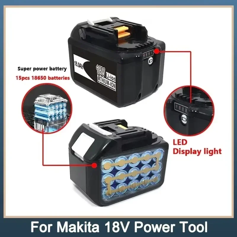 18V 18.0Ah สําหรับ Makita เดิม LED เปลี่ยนแบตเตอรี่ลิเธียมไอออน LXT BL1860B BL1860 BL1850 Makita ชาร์จแบตเตอรี่เครื่องมือ