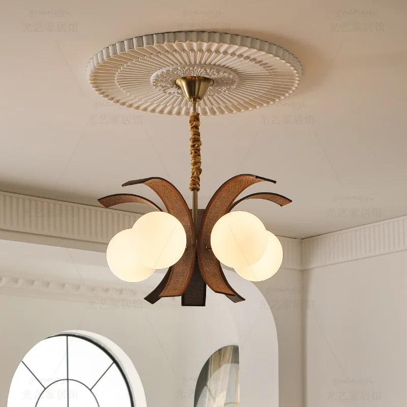 

French antique restaurant chandelier wabi sandy retro bouquet magic beans creative design study balcony bedroom chandelier