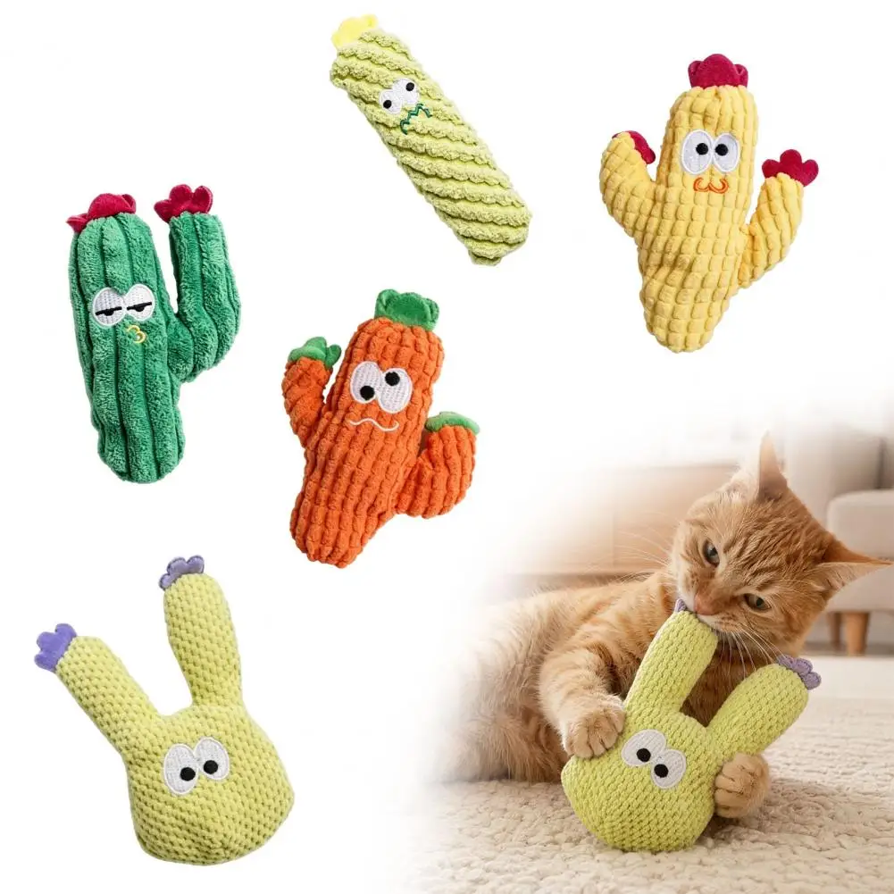 Kitten Toy Plush Cactus Cat Toy with Catnip Cute Stuffed Kitten Chew Toy for Indoor Cats Teething Anxiety Relief Catnip Filled