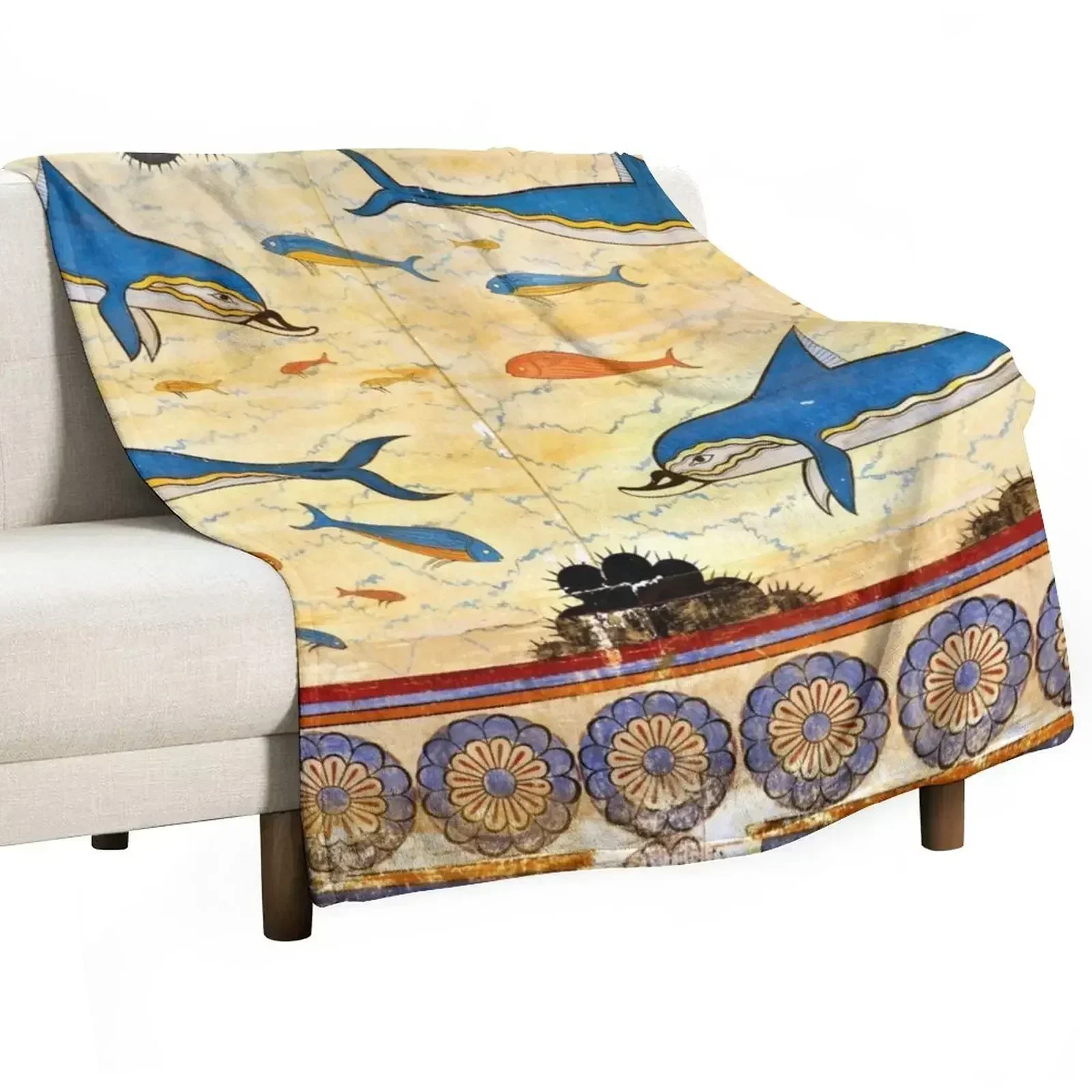 New The Minoan Dolphins Throw Blanket Custom Soft warm winter Blankets