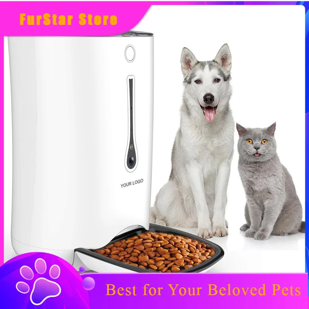 FurStarNew Eco-Friendly Smart Automatic Pet Feeder Camera WiFi Remote Control 6L Capacity For Dogs Cats Birds-Auto Feeder Treat