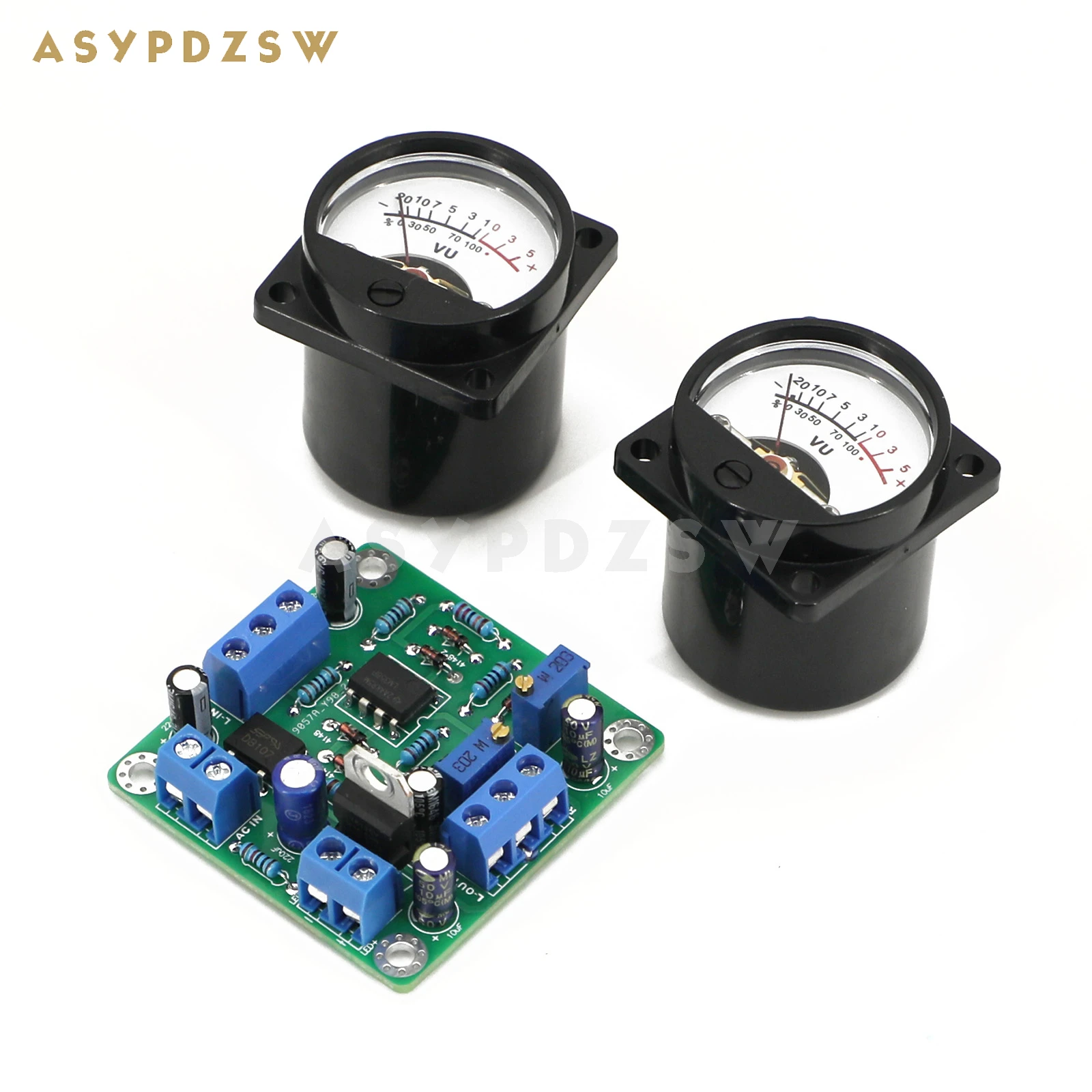 Asypdzsw Vu358 Vu Niveau Lm358 Audio Meter Driver Diy Kit/Afgewerkt Bord + 2 Stuks Met Warme Led Meter Kop Instelbare Gevoeligheid