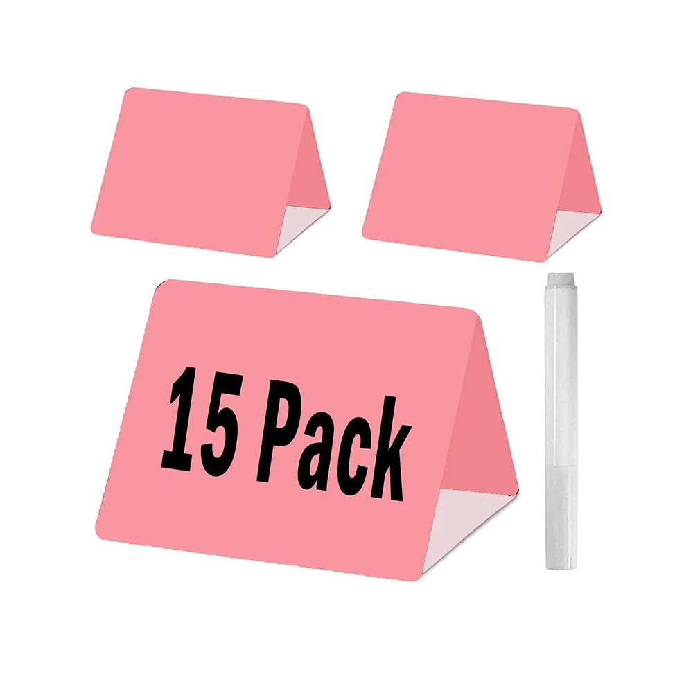 15pcs Mini Pink Chalkboard Table Tent Signs 4 x 5 Inch Food Bakery Cosmetic Counter Chalkboard Labels Chalked Name Tags Wedding