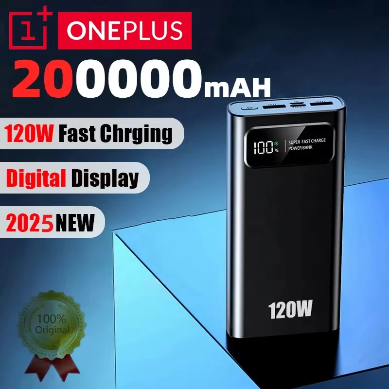 OnePlus 120 واط شحن سريع للغاية قوة البنك 200000 مللي أمبير بطارية عالية السعة شاشة ديجيتال قوة البنك آيفون سامسونج شاومي