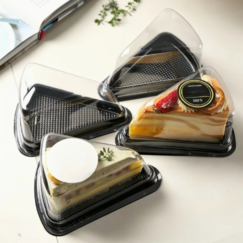 Triangular Thousand Layer Cake Box Mousse Disposable Transparent Plastic Triangular Cut Pastry Packaging Boxes Bakeware 50pcs